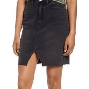 Tinsel Black Frayed Denim Skirt Size 26 Stone Wash Zip Closure Cotton A-Line